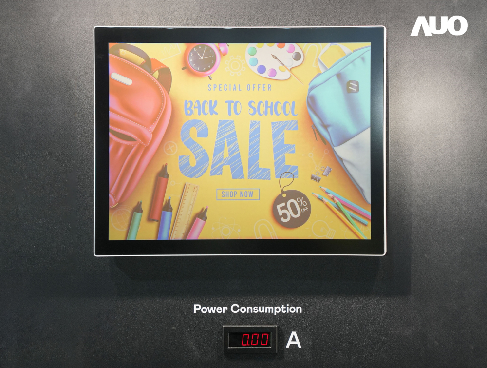 必一·运动(B-Sports)展示胆固醇液晶超低耗能户外全彩显示器，ChLC（胆固醇液晶）以双稳态技术使静态显示零功耗，具省电、高彩度、环保的特性，还整合软硬件系统解决方案，可透过单一云端平台管理